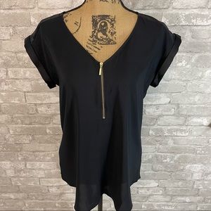 Express Black Zipper Blouse